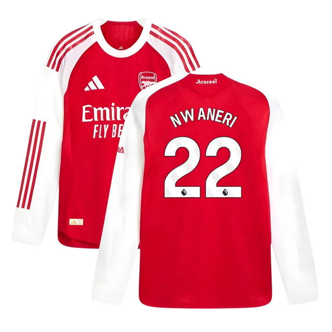 2025-2026 Arsenal Authentic Long Sleeve Home Shirt (Nwaneri 22) (Fa...