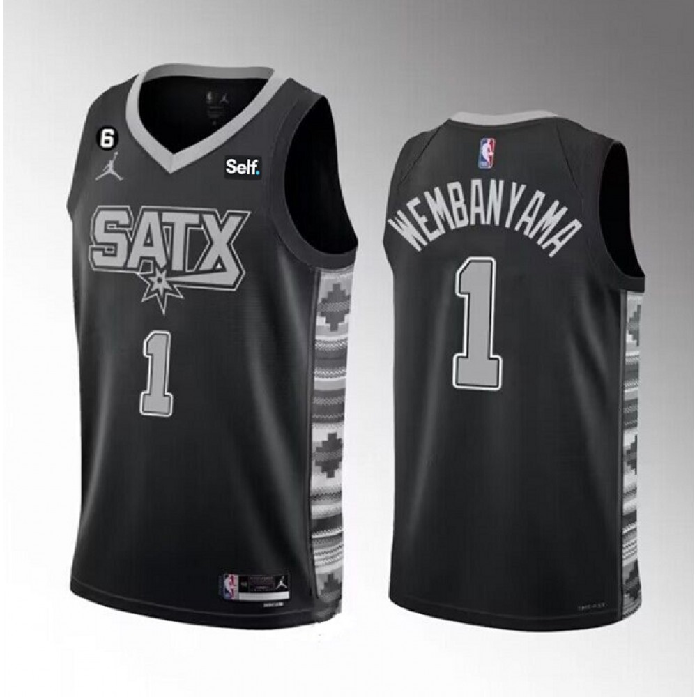 Collector's Item Limited Men's SAS #1 Victor Black Basketball Jersey