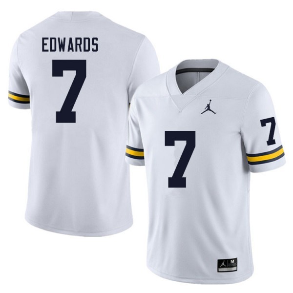 White Michigan Wolverines #7 Jordan Men White Official Replica Jersey