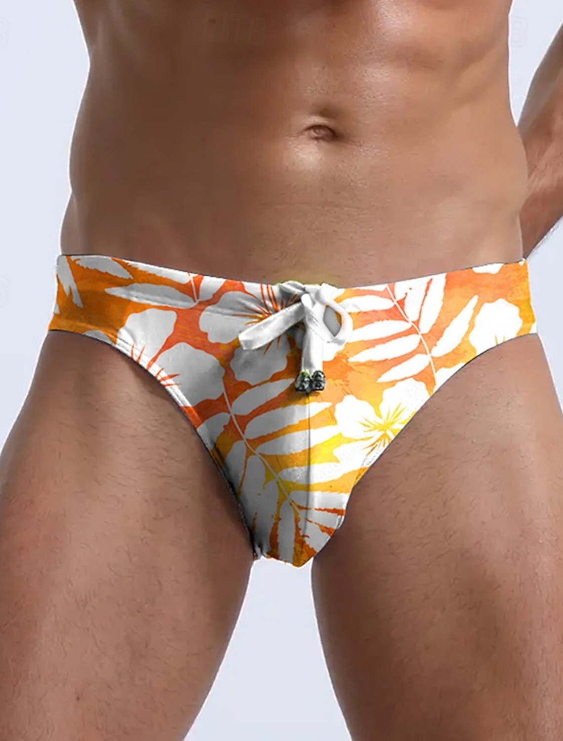 Men's Swim Thong Underwear Swim Briefs Printed Drawstring Stretchy Breathable Bottoms Surfing Bikini Diving Summer