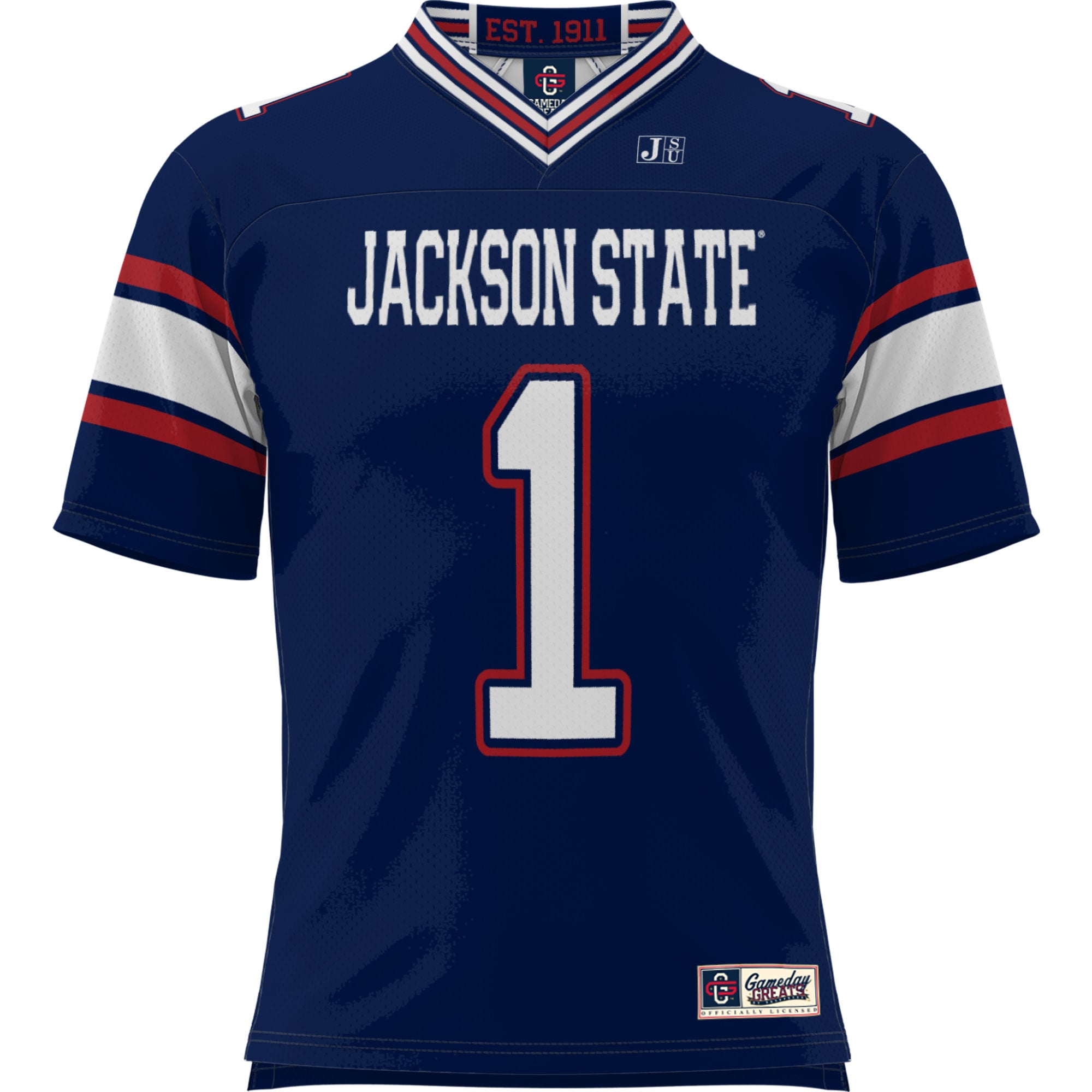 Men's #1 Navy Jackson State Tigers Football Jersey
