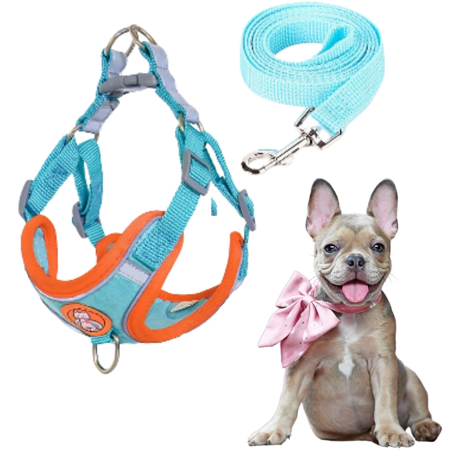 French Bulldog French Bulldog Harness Leash Set – Adjustable Soft Vest
