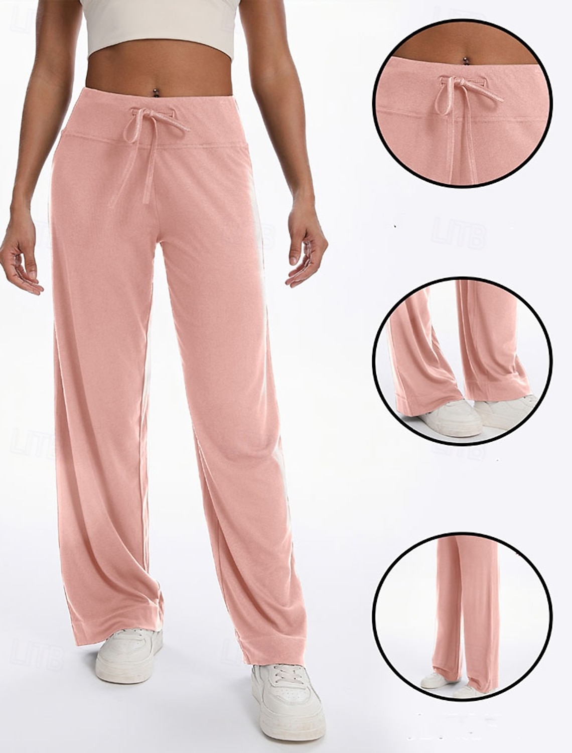 Women's Casual Palazzo Pants Drawstring Patchwork Athleisure Wear Casual Outdoor Vacation Summer Spring Fall Sun Protection Walking Bodybuilding Track Regular Fit Sportswear Activewear Dark Grey