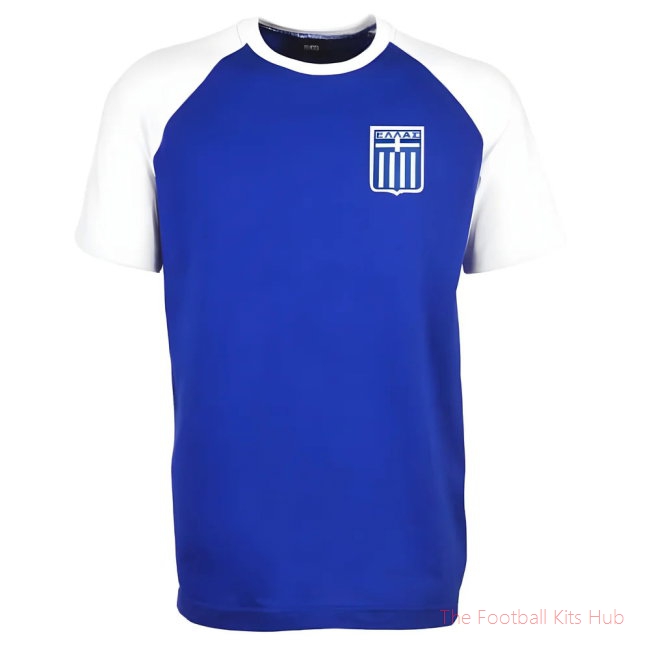 Greece Raglan Sleeve Royal/White Retro T-Shirt