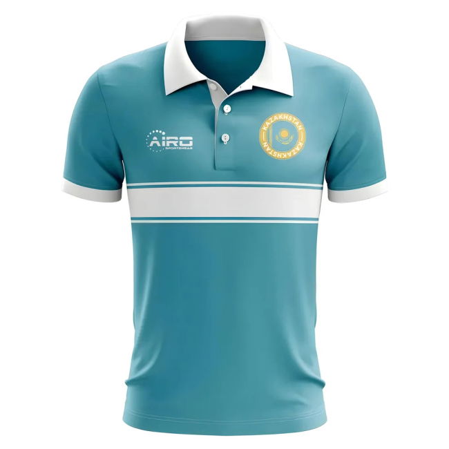 Kazakhstan Concept Stripe Polo Shirt (Sky) Worldcup Premium