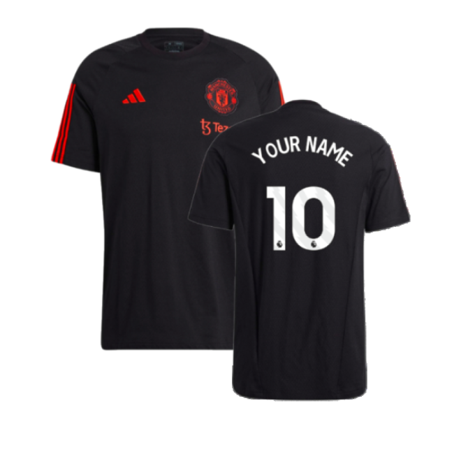 Women's 2023-2024 Man Utd Training Tee (Black) (Your Name)