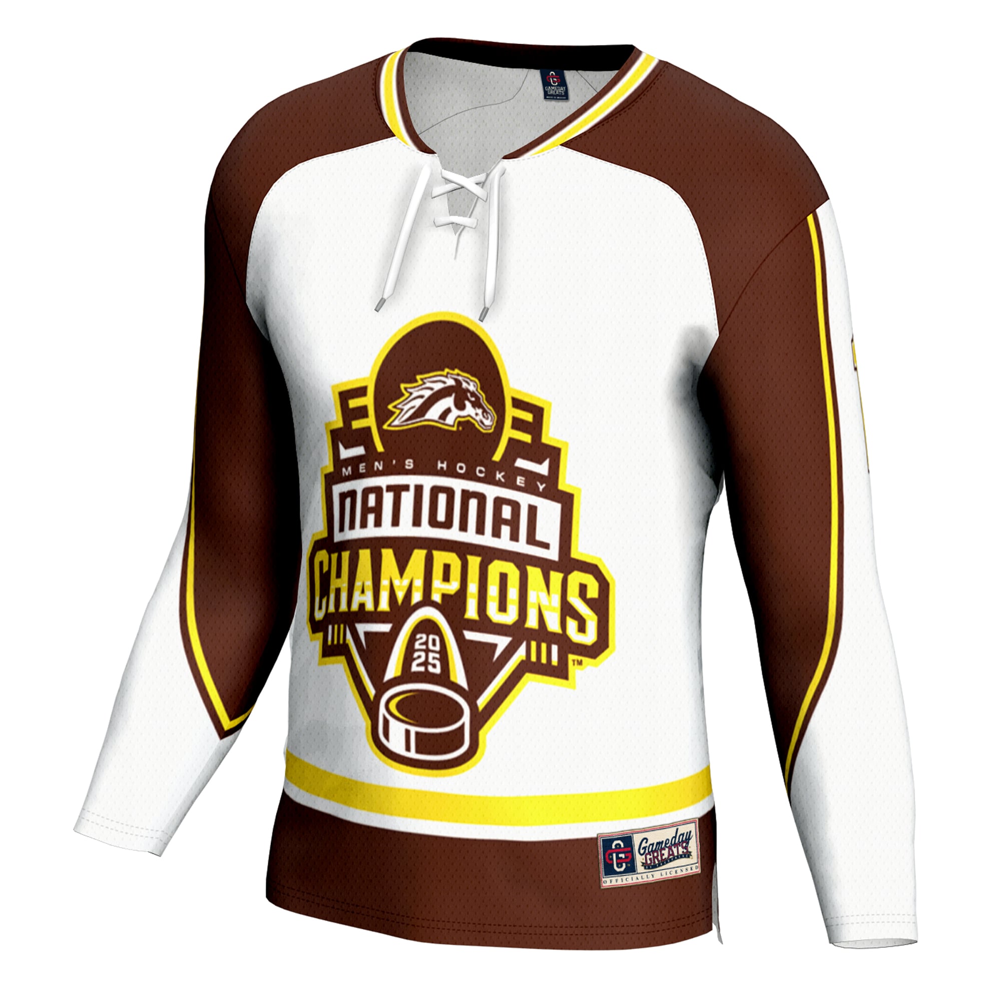 Western Michigan Broncos GameDay Greats Youth 2025 NCAA Frozen Four Men's Ice Hockey National Champions Commemorative Fashion Jersey - White