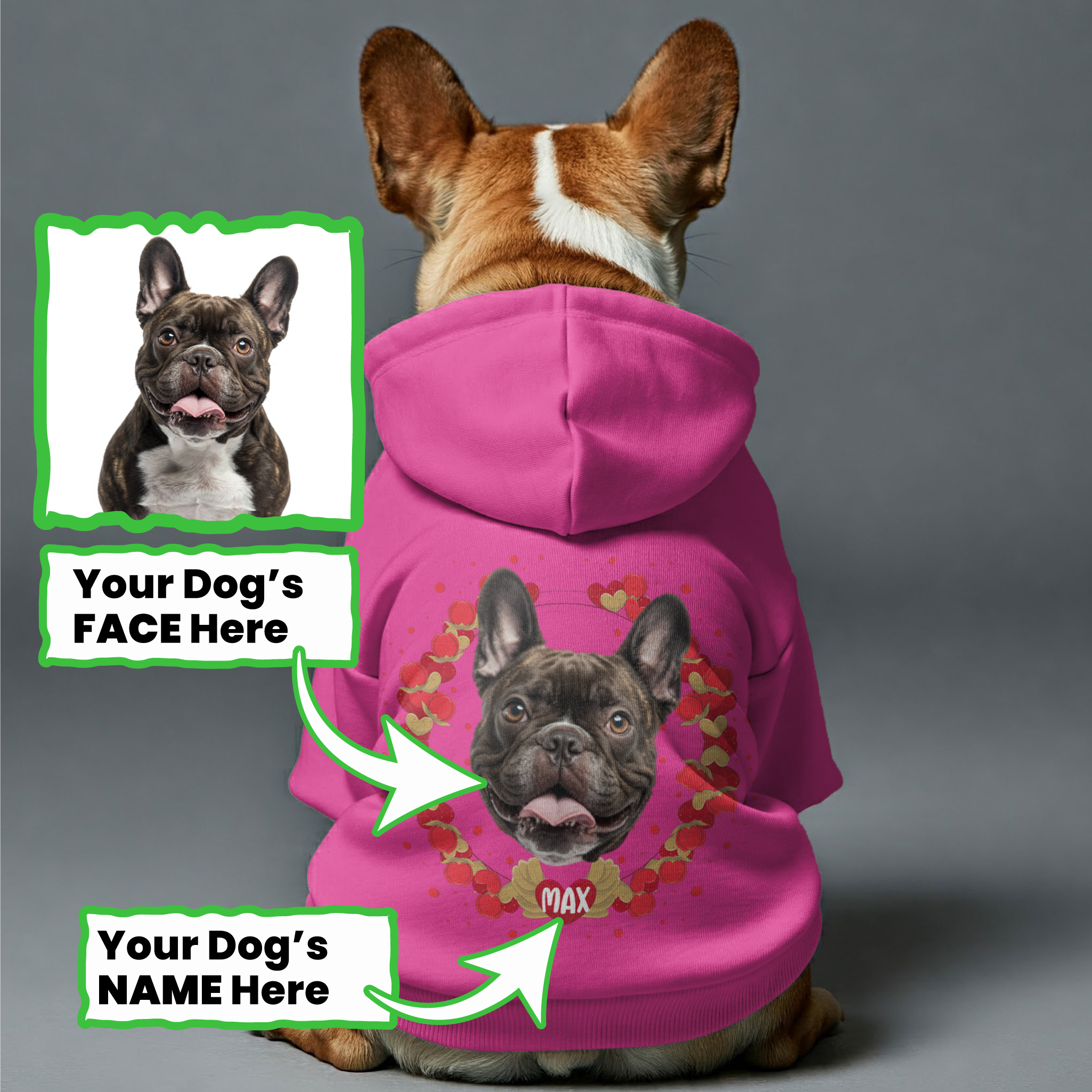 French Bulldog Hearts Frame – Personalized French Bulldog Hoodies With