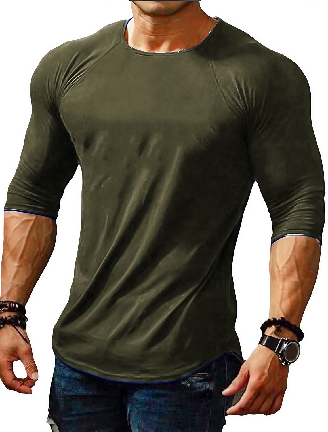 Men's T Shirt Tee Long Sleeve Crew Neck Spring & Fall Plain Muscle Big