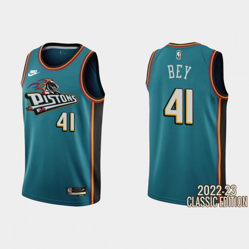 Detroit Detroit Pistons #41 Saddiq Bey Teal Mens Nike NBA 2022-23 Classic Edition Jersey Mens