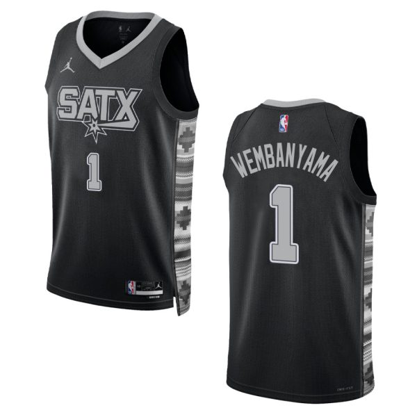 San Antonio Spurs #1 Victor Wembanyama Unisex Nike Black 2022-23 Swingman Jersey ¨C Statement Edition