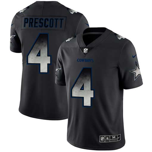 Official NFL s Dallas Cowboys #4 Dak Prescott Black Smoke Jersey