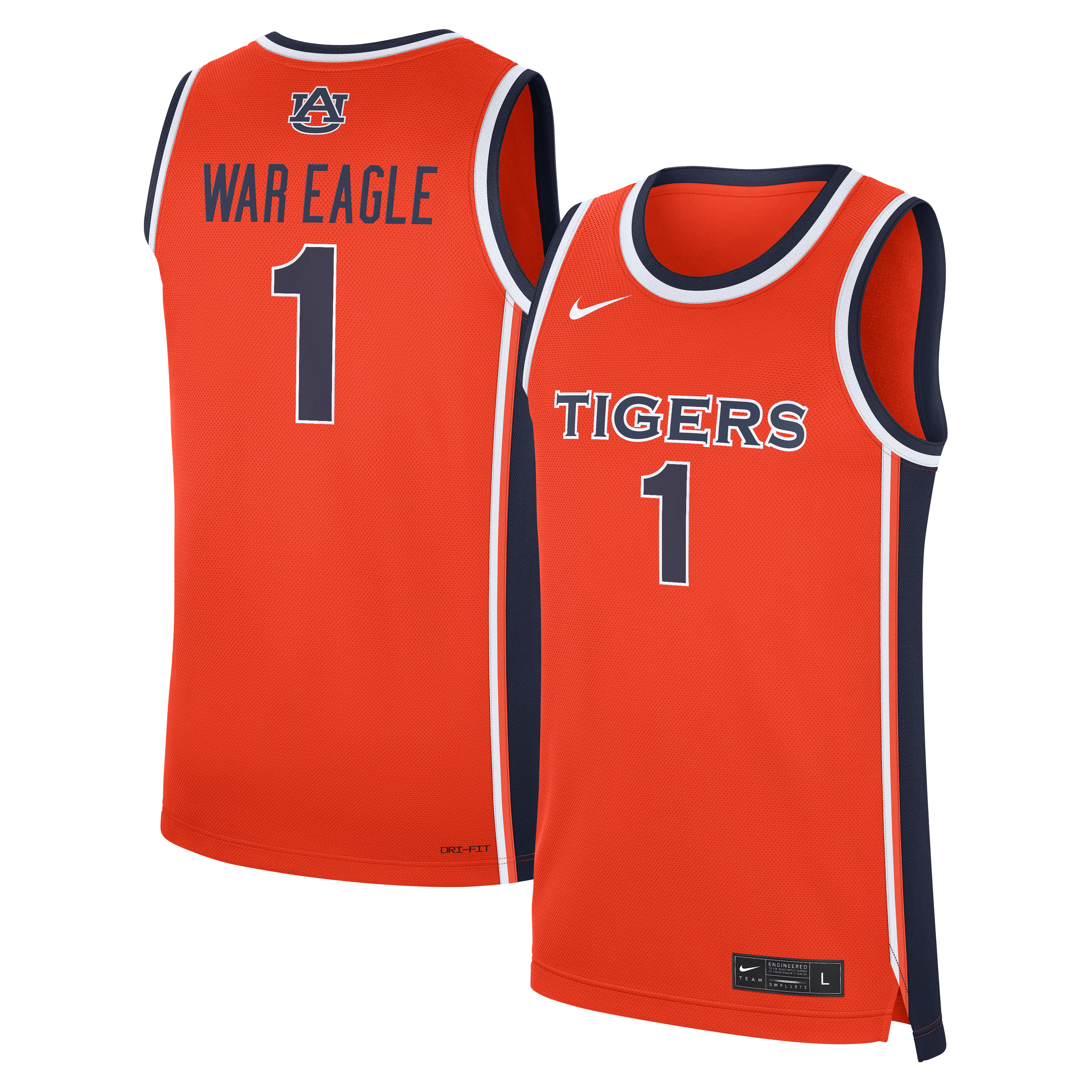 Auburn Tigers Nike #1 Alternate War Eagle Replica Basketball Jersey - Orange