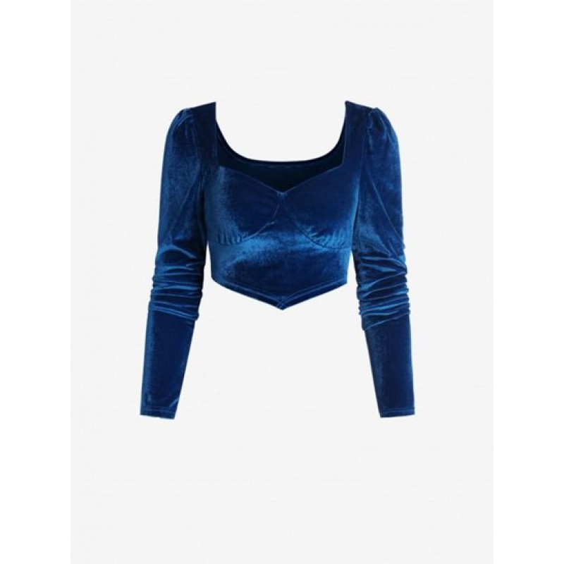 Velour Scarf Hem Crop T Shirt JW3376