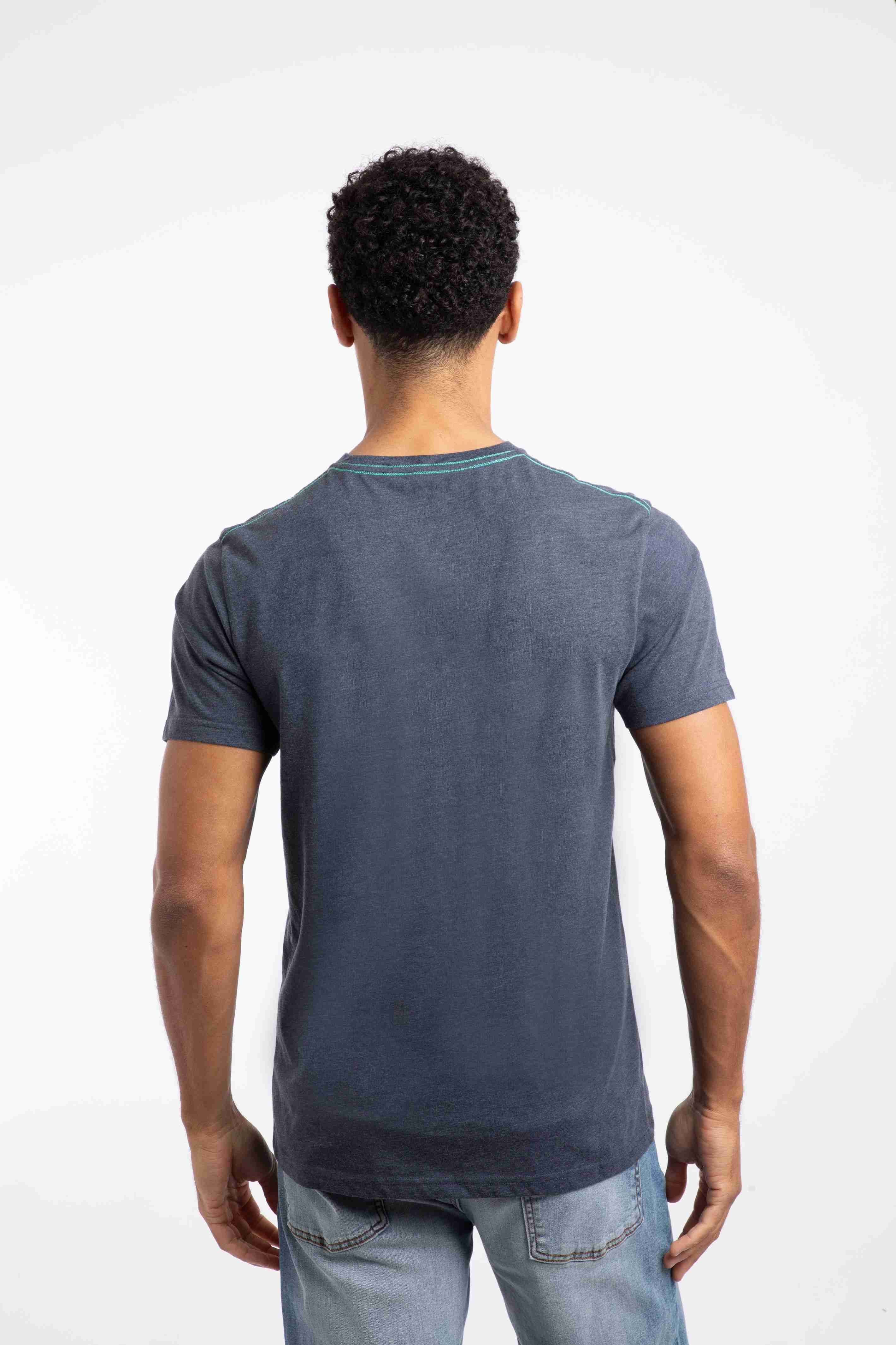 Double Fish Front Print Graphic T-Shirt Navy