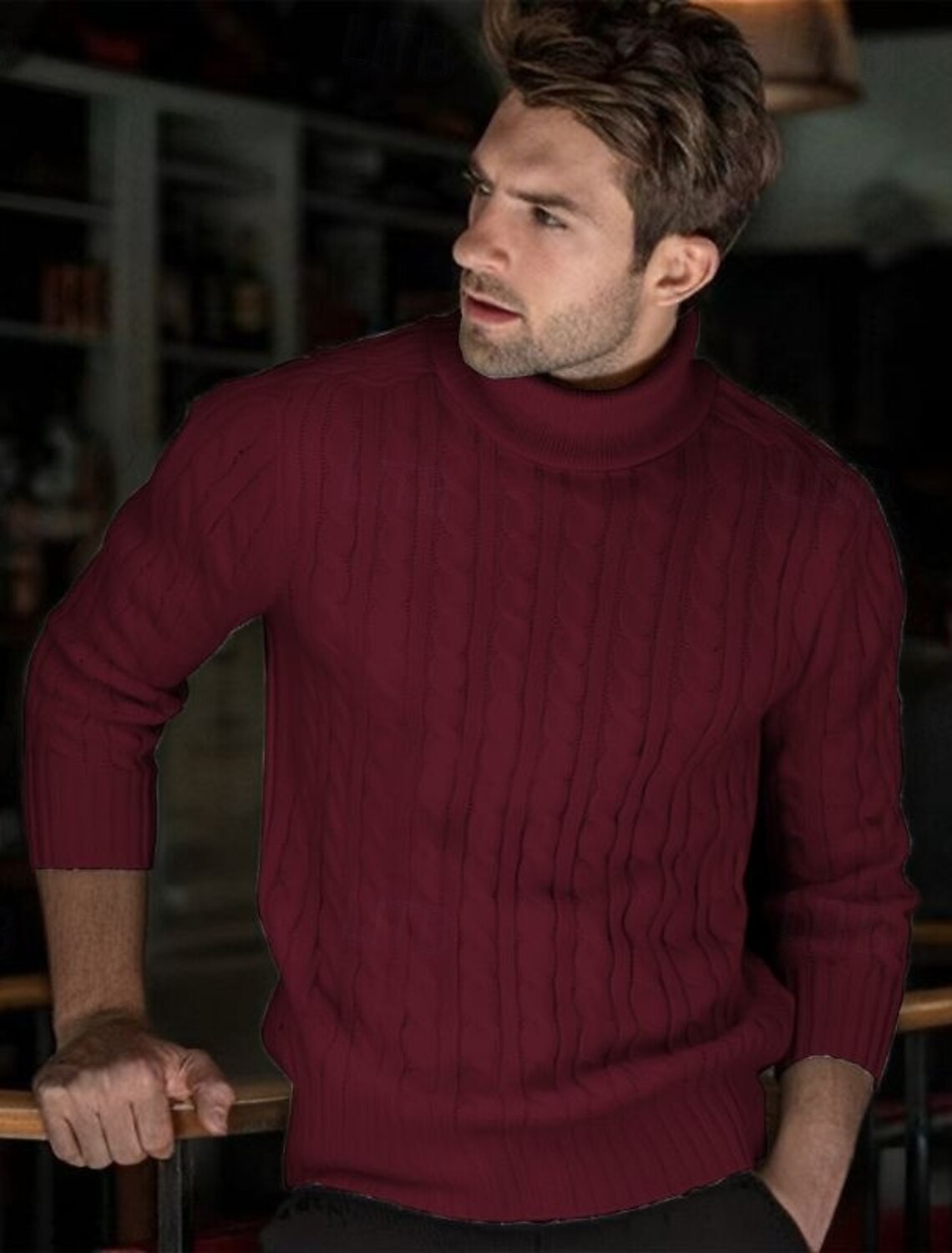 Men's Pullover Sweater Jumper Knit Ribbed Cable Regular Tops Knitted