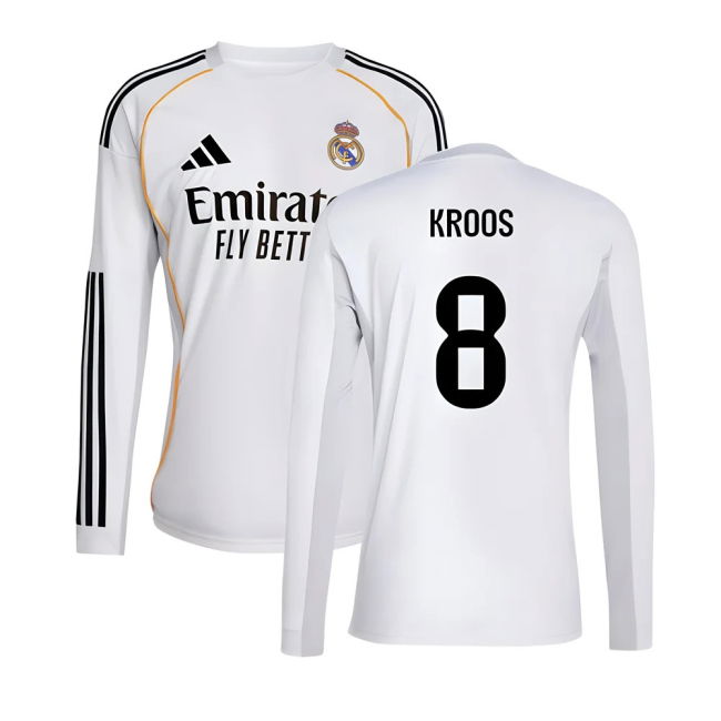 2025-2026 Real Madrid Long Sleeve Home Shirt (Kroos 8)