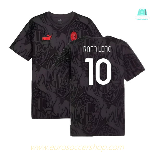 2024-2025 AC Milan ftblCulture Tee AOP (Black) (Rafa Leao 10)