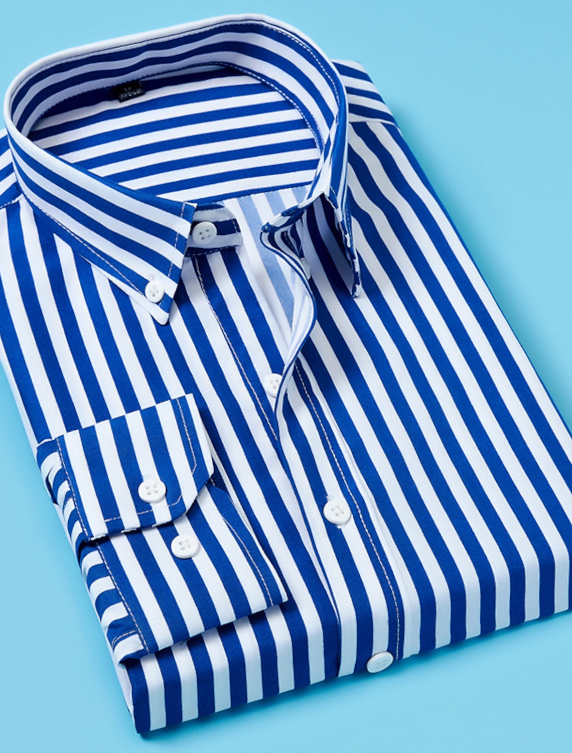 Men's Dress Shirt Button Down Shirt Striped Shirt Collared Shirt Striped Daily Work Blue Black White Navy Blue Long Sleeve Collar Clothing Apparel
