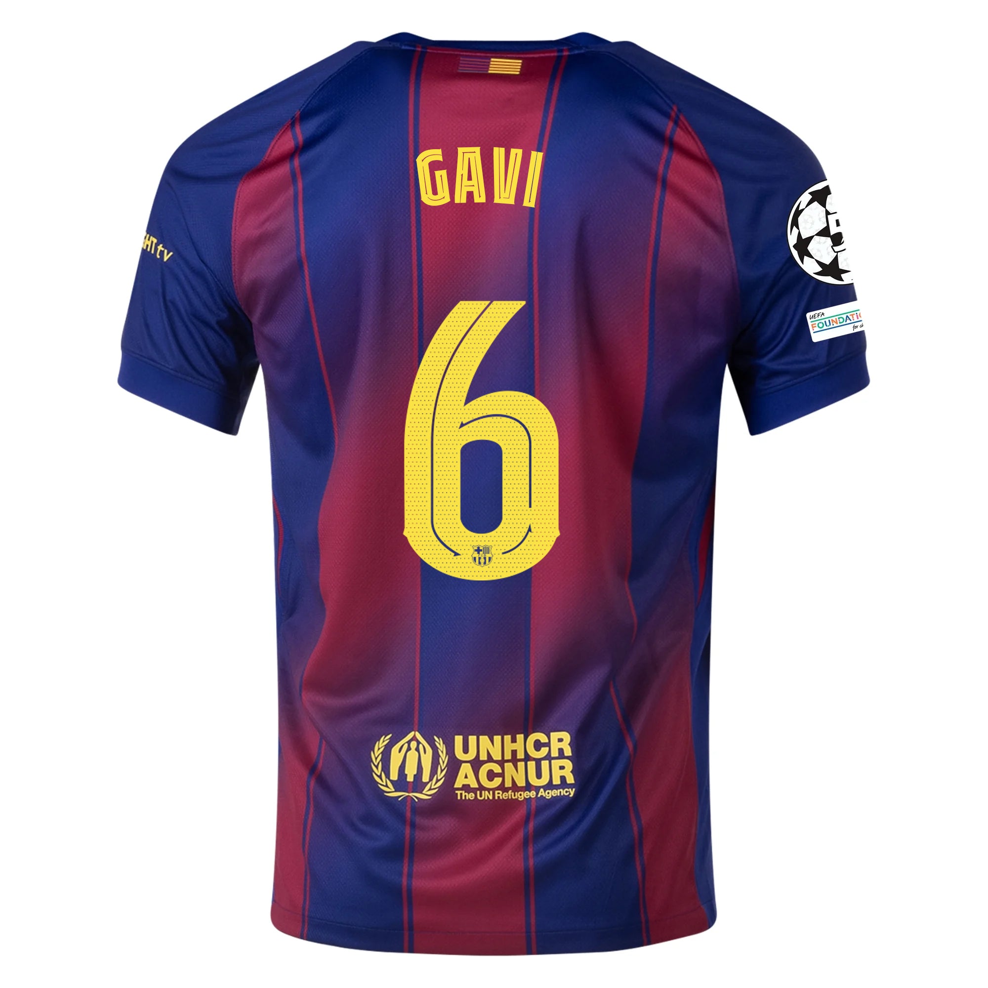 Nike Gavi FC Barcelona Home Jersey 25/26 w/ Champions League Patches (Deep Royal Blue/Midwest Gold)