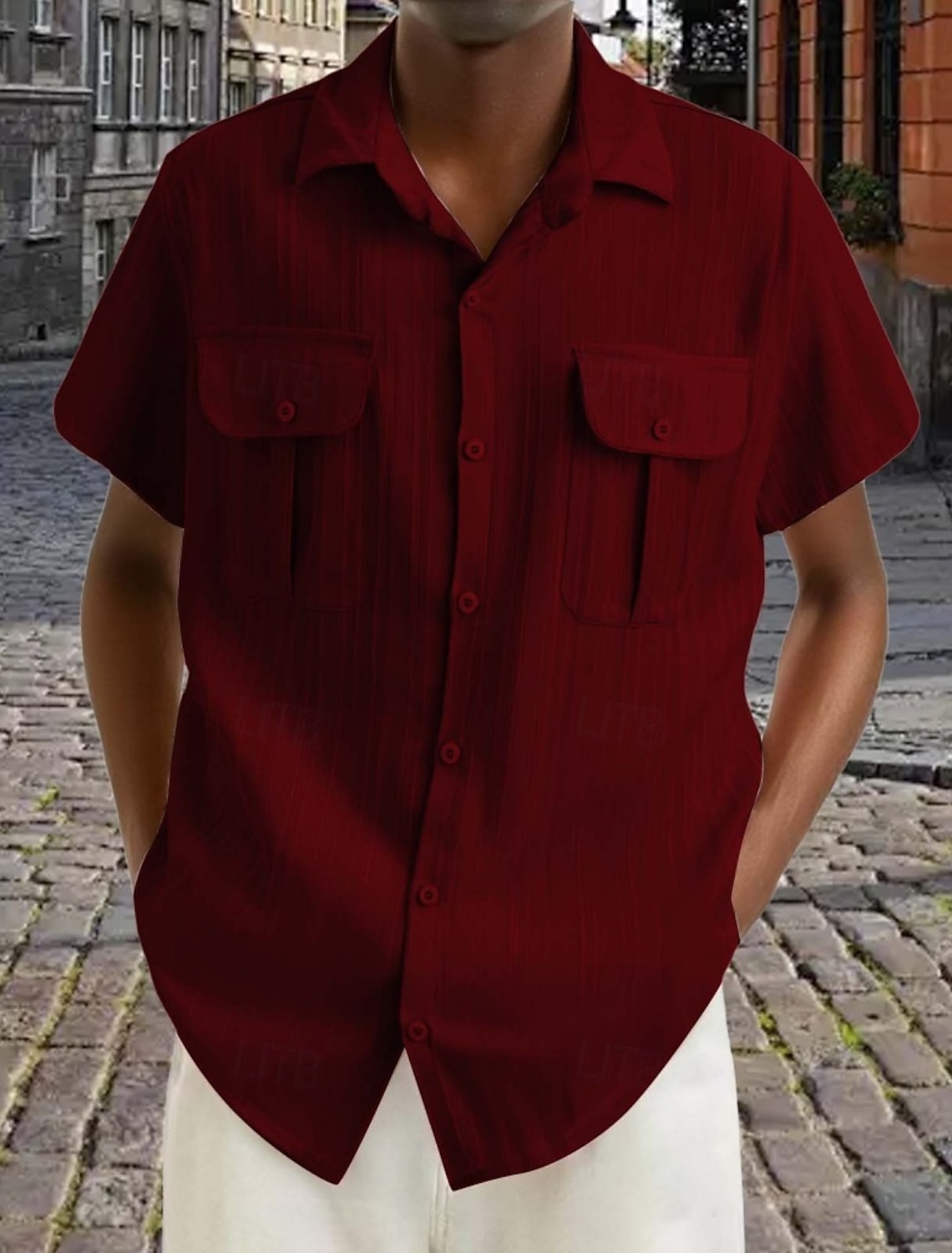 Men's Shirt Texture Work Jacquard Dark Brown Black White Pink Wine