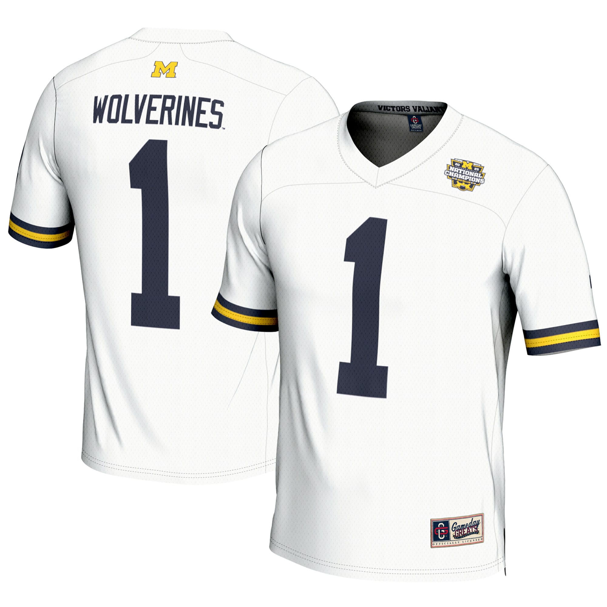 #1 Michigan Wolverines GameDay Greats College Football Playoff 2023 National Champions Lightweight Fashion 2026 Season Football Jersey - White