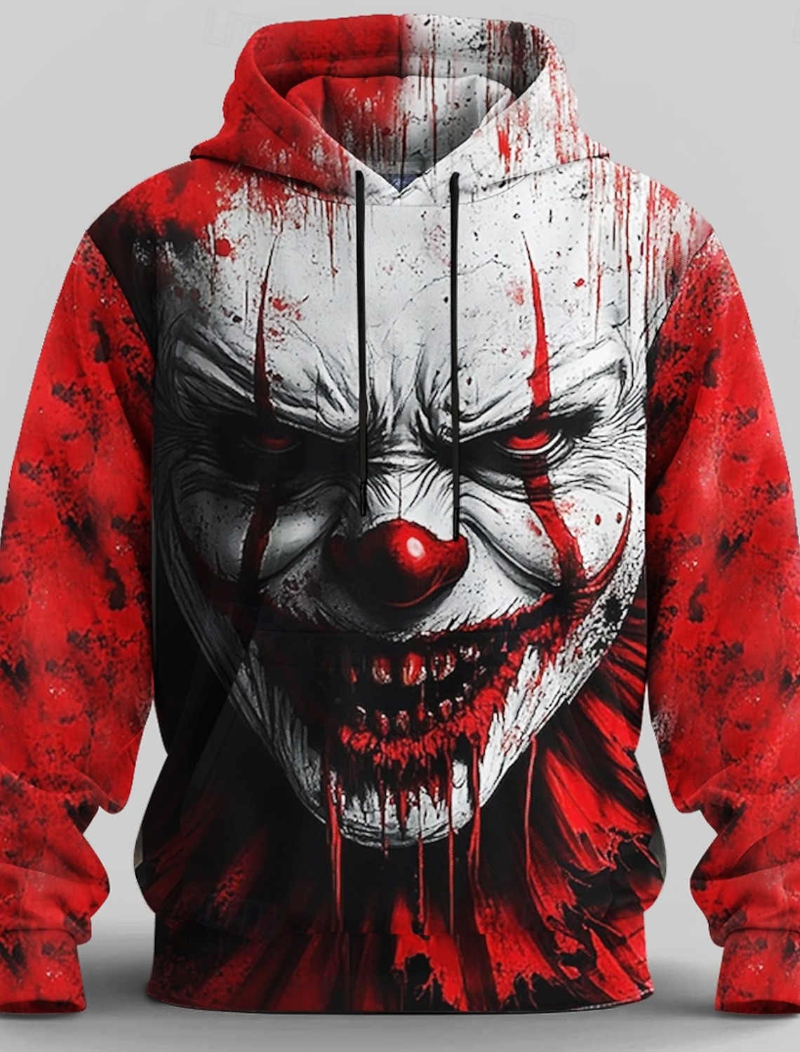 Men's Creepy Clown 3D Clown T Shirt Short Sleeve T shirt 3D Print Crew Neck Shirt Exaggerated Designer Horror Party Street Casual Red Black Gray Gray Summer Spring All Seasons Clothing Apparel S M L