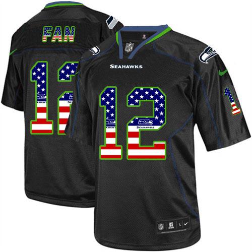 Authentic NFL W S S Seahawks #12 Fan Black Black Elite Jersey