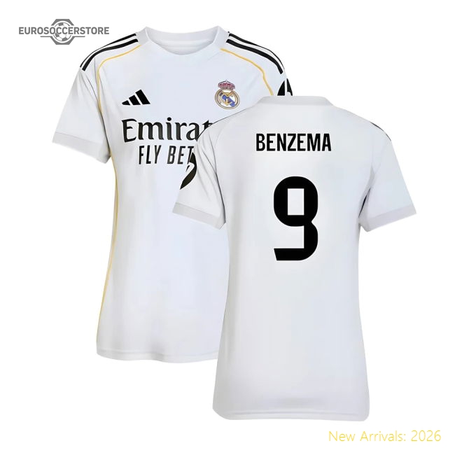 Genuine 2025-2026 Real Madrid Home Shirt (Womens) (Benzema 9)