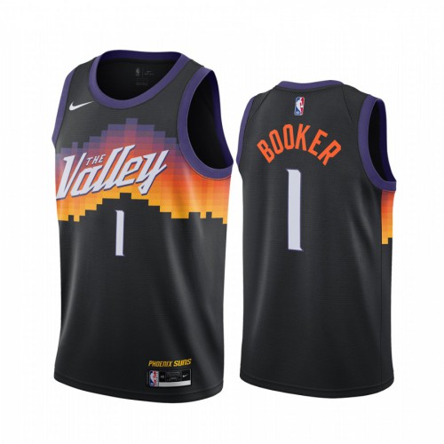Elite PHX #1 Devin Booker 2020 City NBA Swingman Jersey Black -