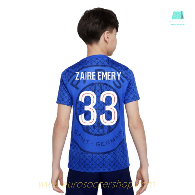 2025-2026 PSG Academy Pro Home Pre Match Shirt (Royal) - Kids (Zaire Emery 33)