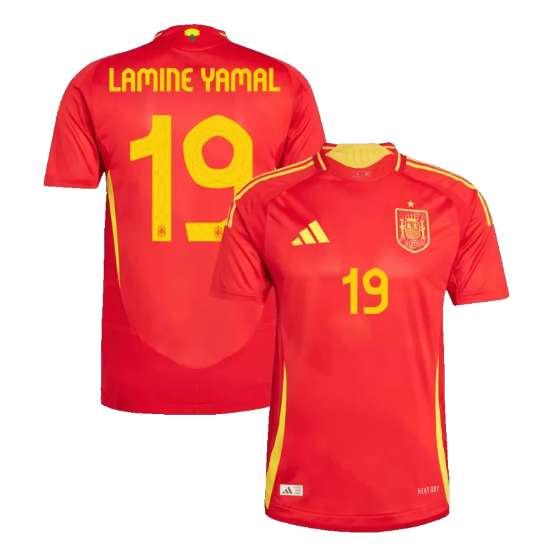 Player Version LAMINE YAMAL #19 Spain Home Soccer Jersey Euro 2024Auth