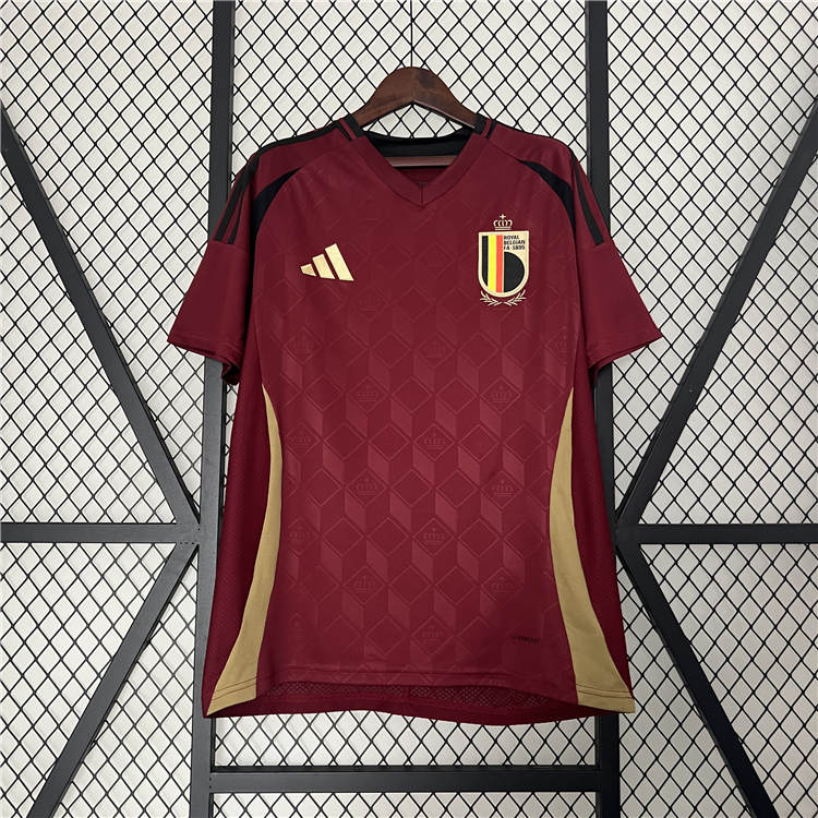 UEFA Euro 2024 Belgium Home Brown Football Shirt Soccer Jersey -