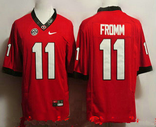 Men's UGA GA Jake Fromm #11 team authorized Red 2024 match worn Jersey