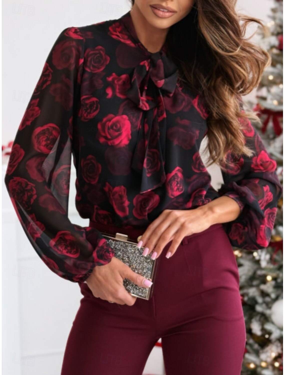 Women's Shirt Blouse Casual Floral Regular Tops Long Sleeve Turtleneck Buttons Print Regular Fit Daily Spring & Fall