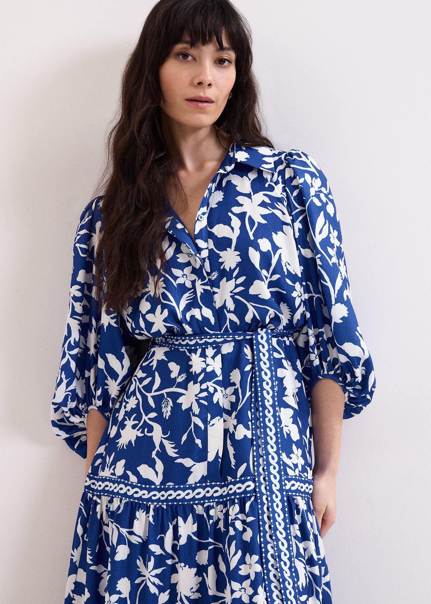 Petite Coralie Blue Midi Shirt Dress