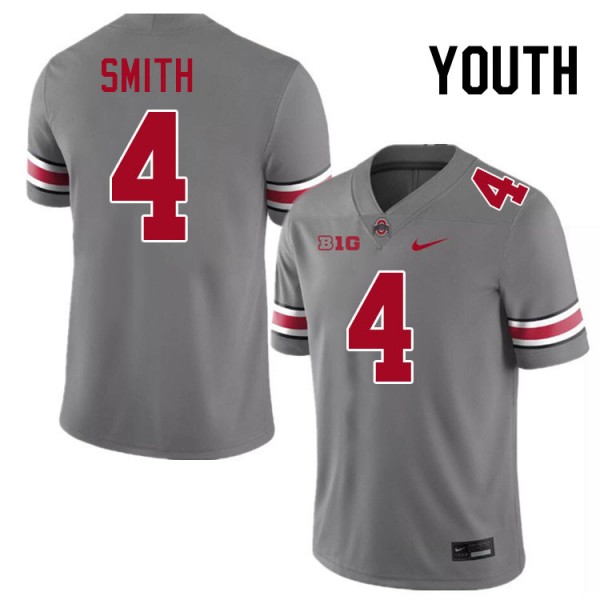 Youth Ohio State Buckeyes #4 Jeremiah Smith Grey Nike Stitch Jersey