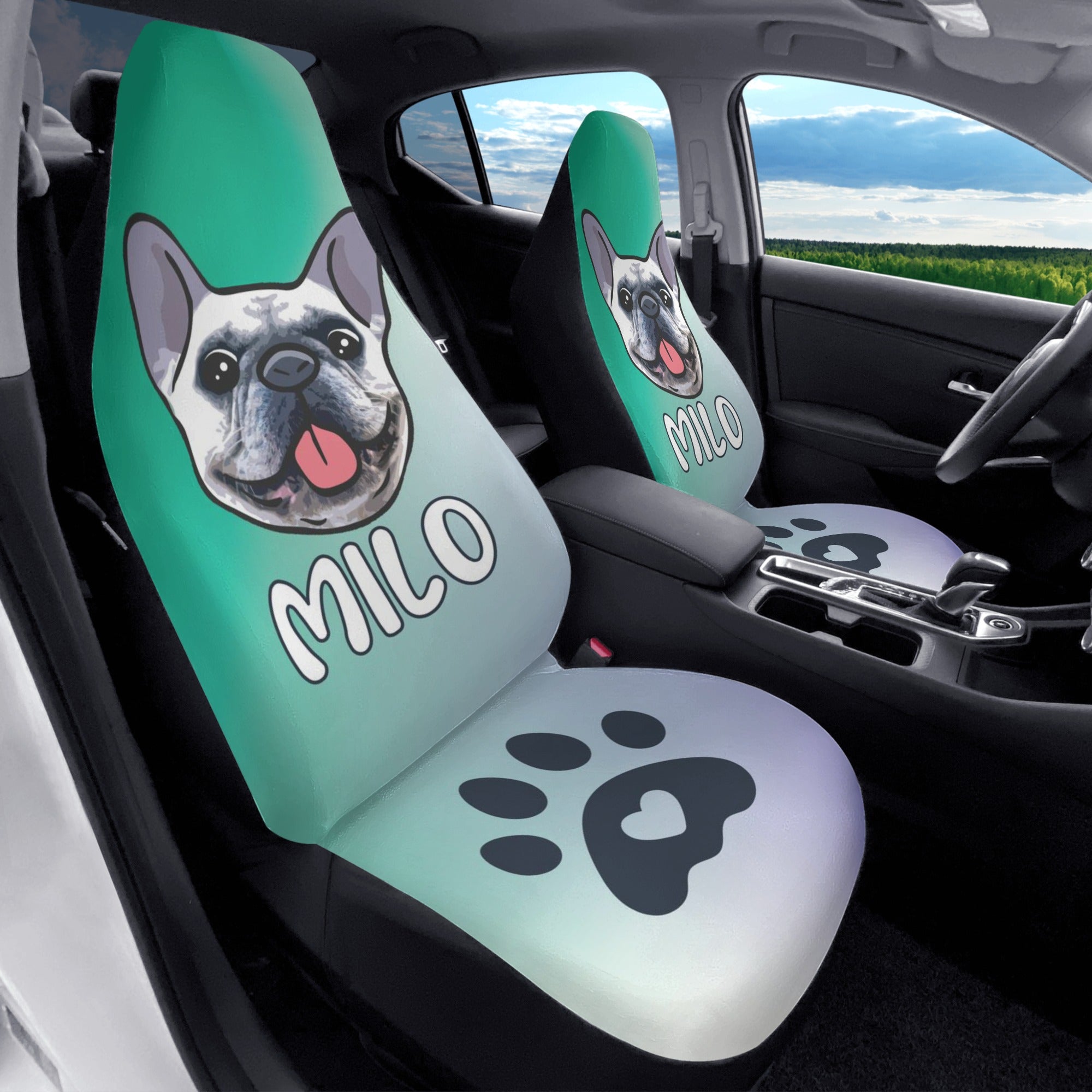 Durable Custom Car Seat Cover With Frenchies Name - Car Seat Cover (2...