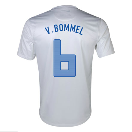 2013 Netherlands 6 V Bommel Away White Jersey Shirt - Official