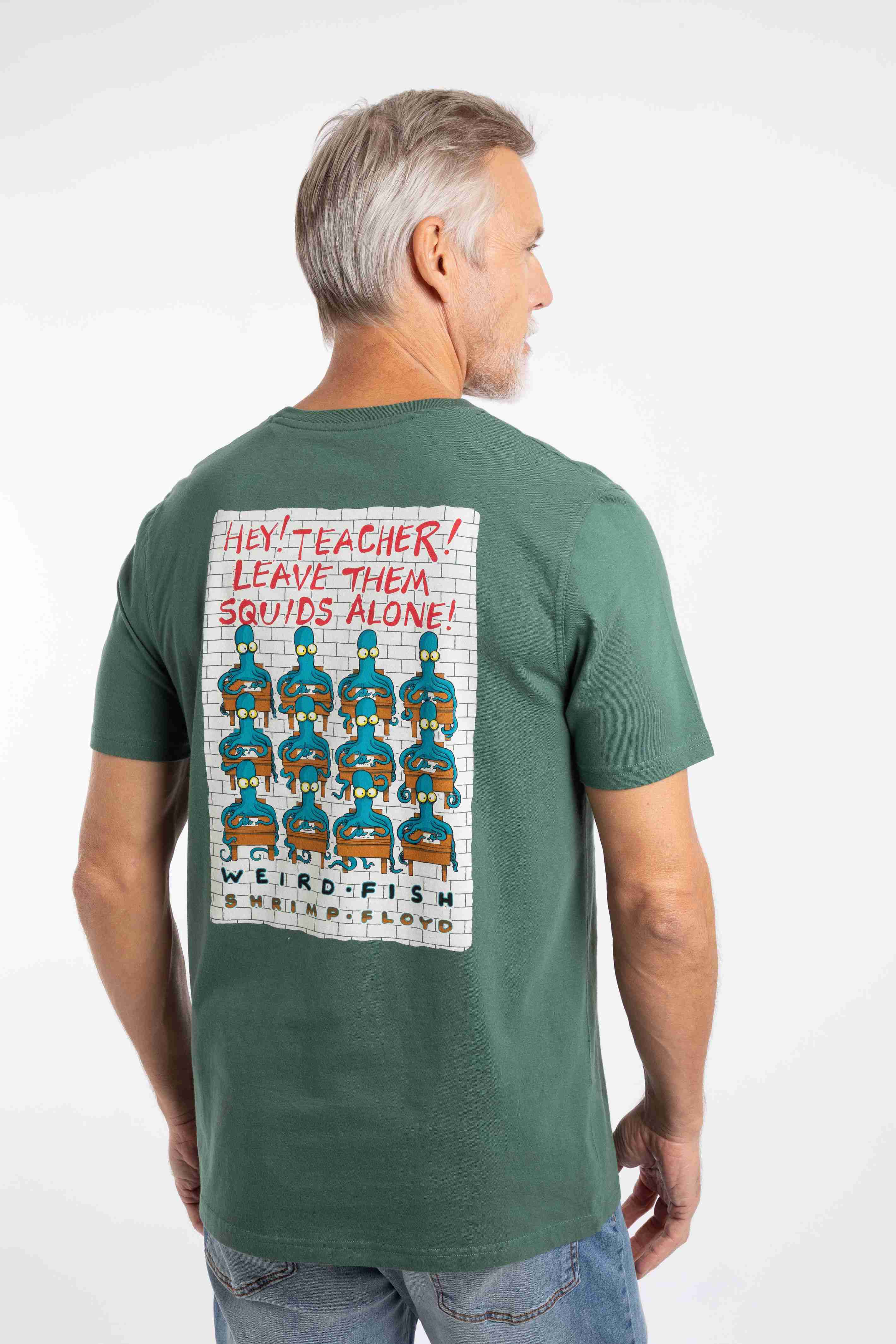 Hey Teacher Back Print Artist T-Shirt Dusky Green