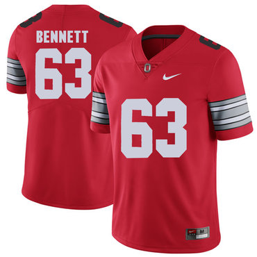 Men's OSU Buckeyes #63 Michael Bennett Red 2018 away jersey authentic