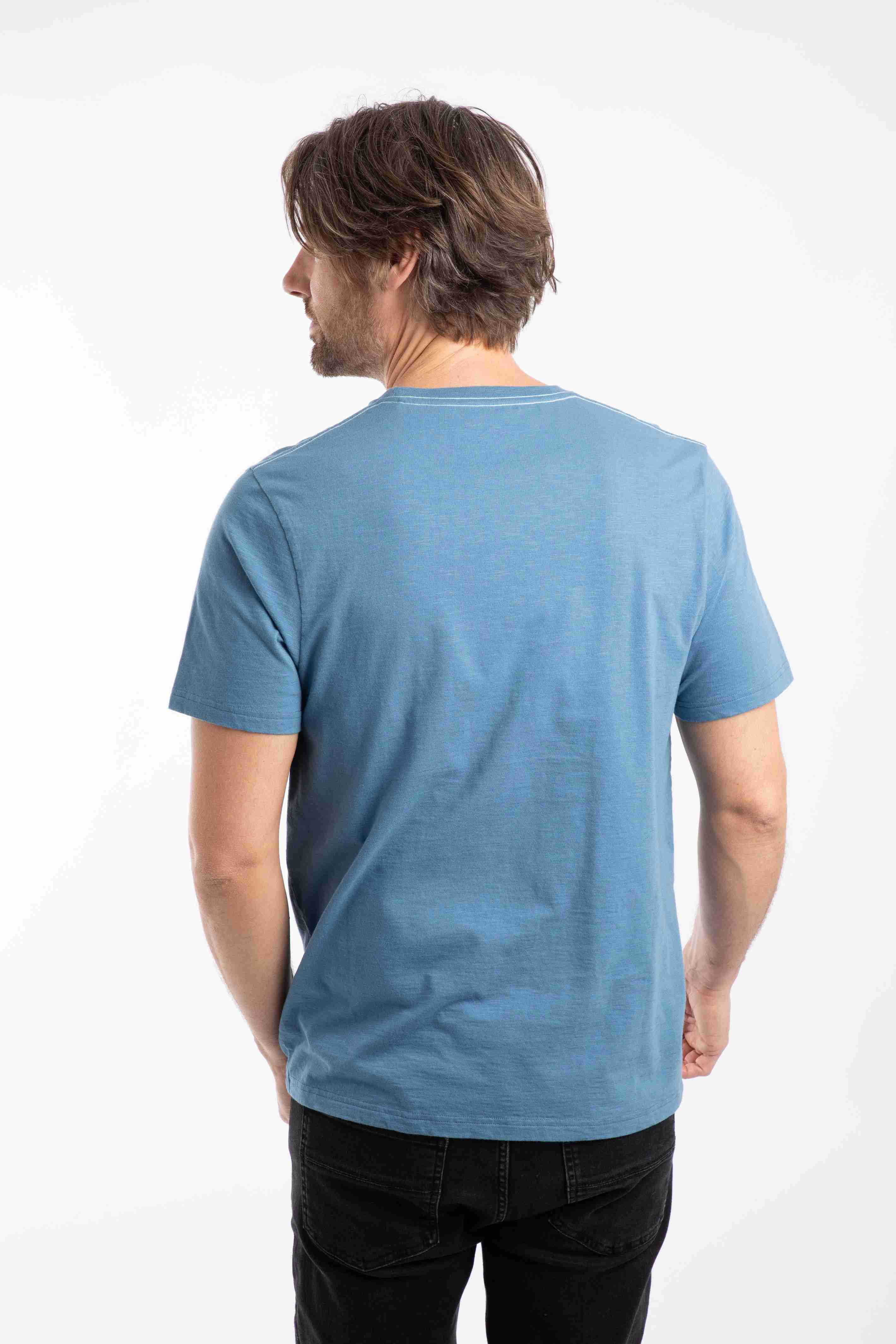 Fish Out Of Water Front Print Graphic T-Shirt Washed Blue
