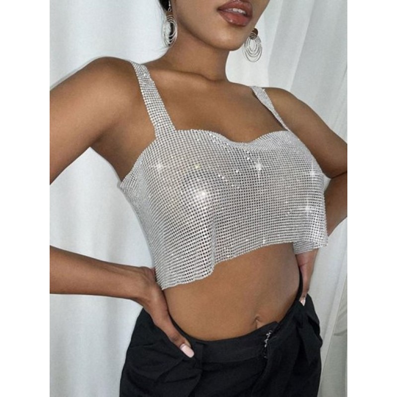 Rhinestone Crop Tank Top YH9743
