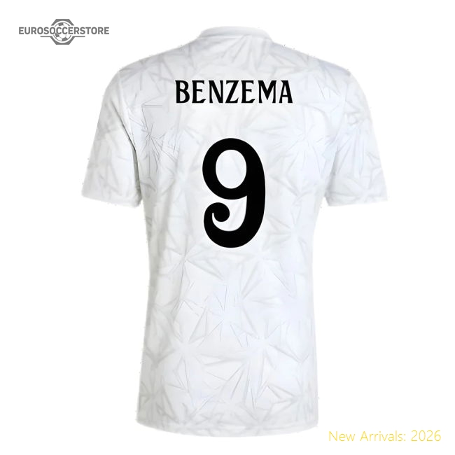 Excellent 2024-2025 Real Madrid Pre-match Shirt (white) (benzema 9)