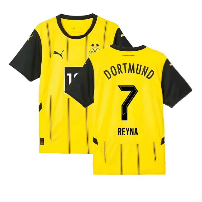 Borussia Dortmund 2024-2025 Home Soccer Jersey (Reyna 7)