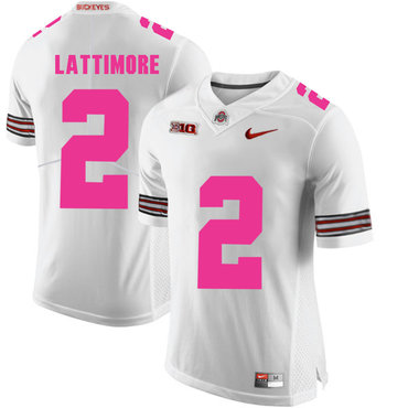 Men's OSU Buckeyes White 2018 premium Overview Lattimore #2 stitched