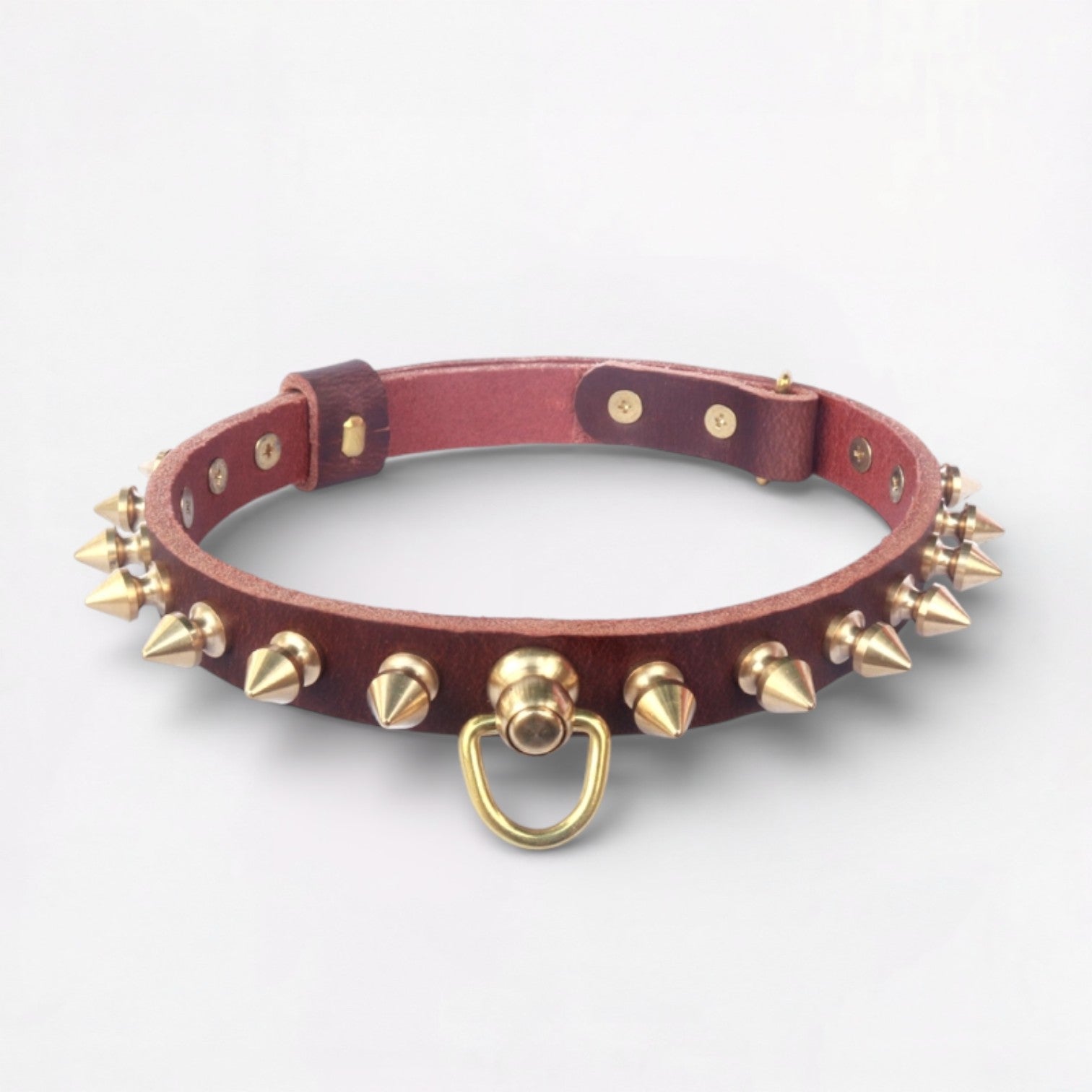 SpikeForge French Bulldog Riveted Collar – Anti-Bite Studded Leather Dog Necklace