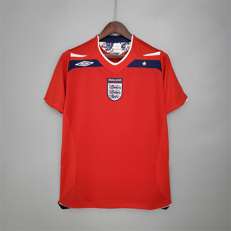 2008-10 England Away Red Retro Soccer Jersey Football Shirt -