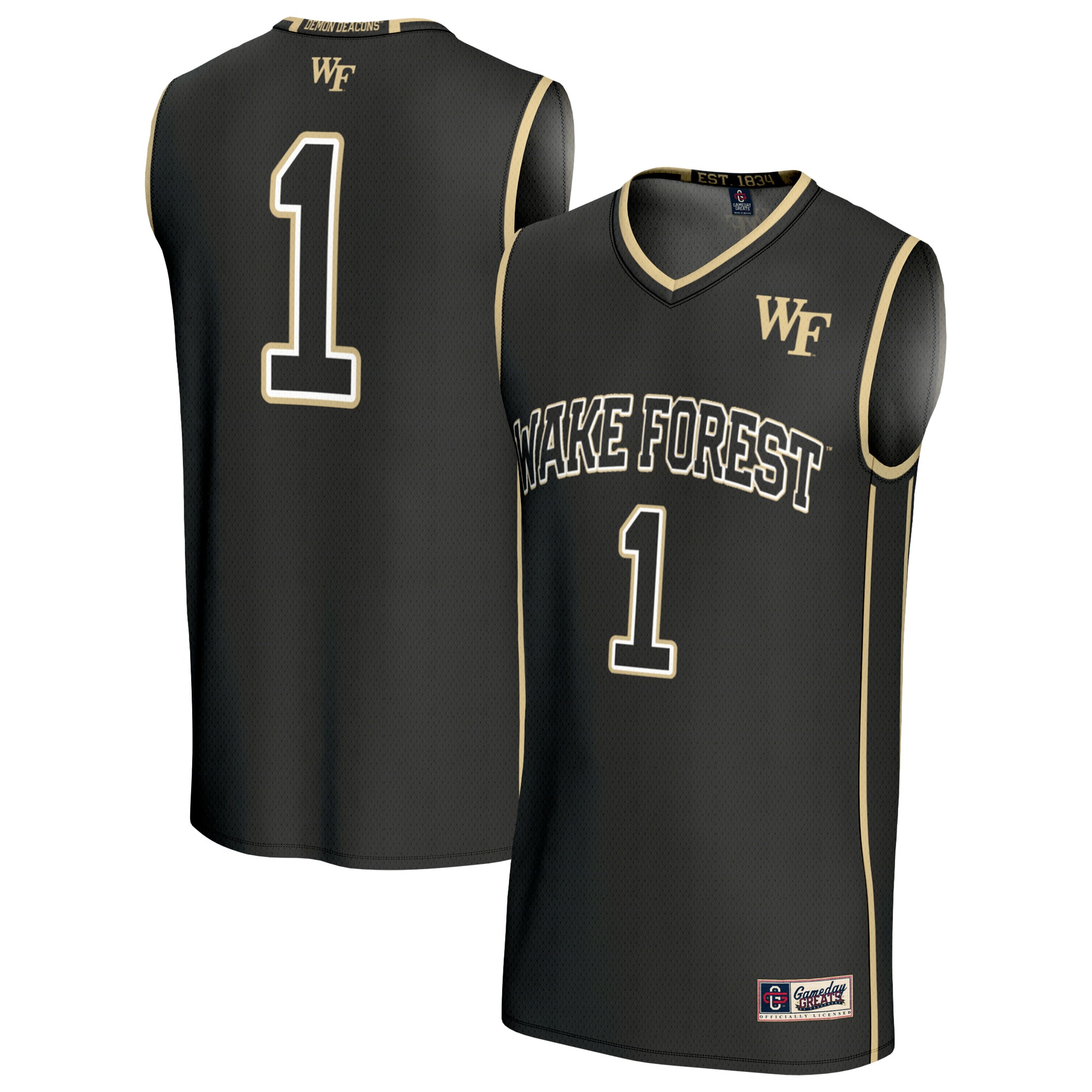 [NJP] Women's Wake Forest Demon Deacons GameDay Greats Lightweight Basketball Fashion Jersey - Black