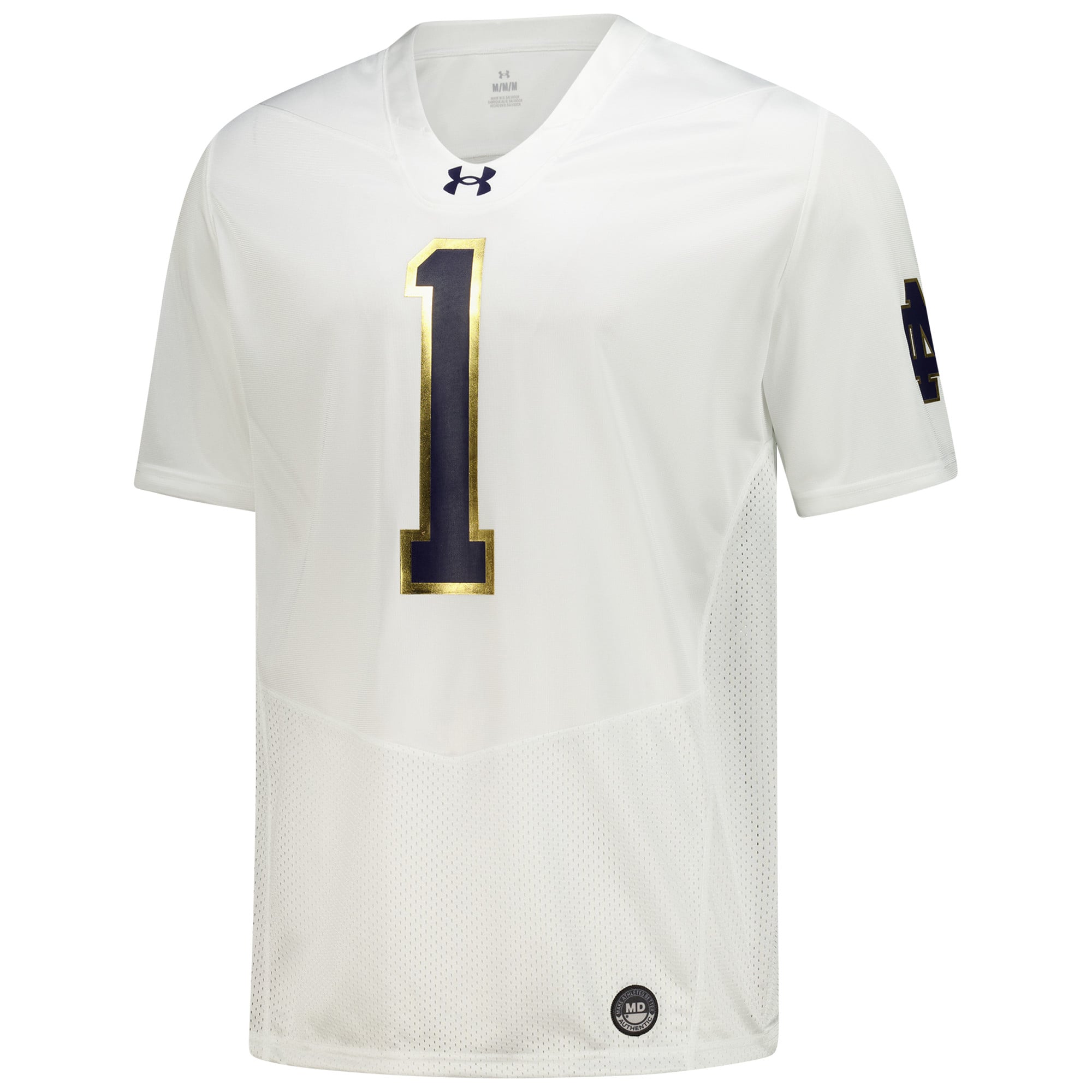 Men's White Notre Dame Fighting Irish #1 Football Jersey